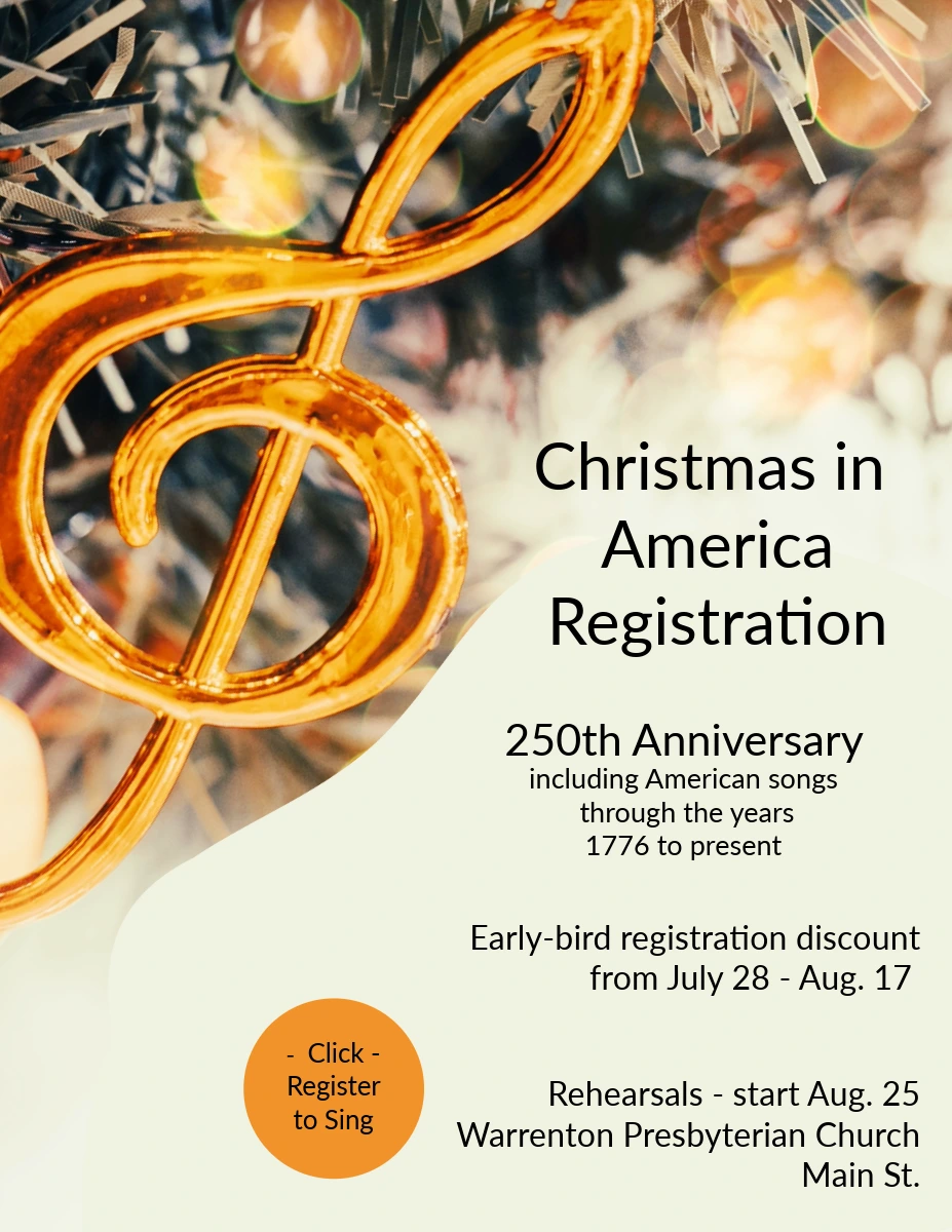 Registration poster for the 2026 Christmas in Music concert